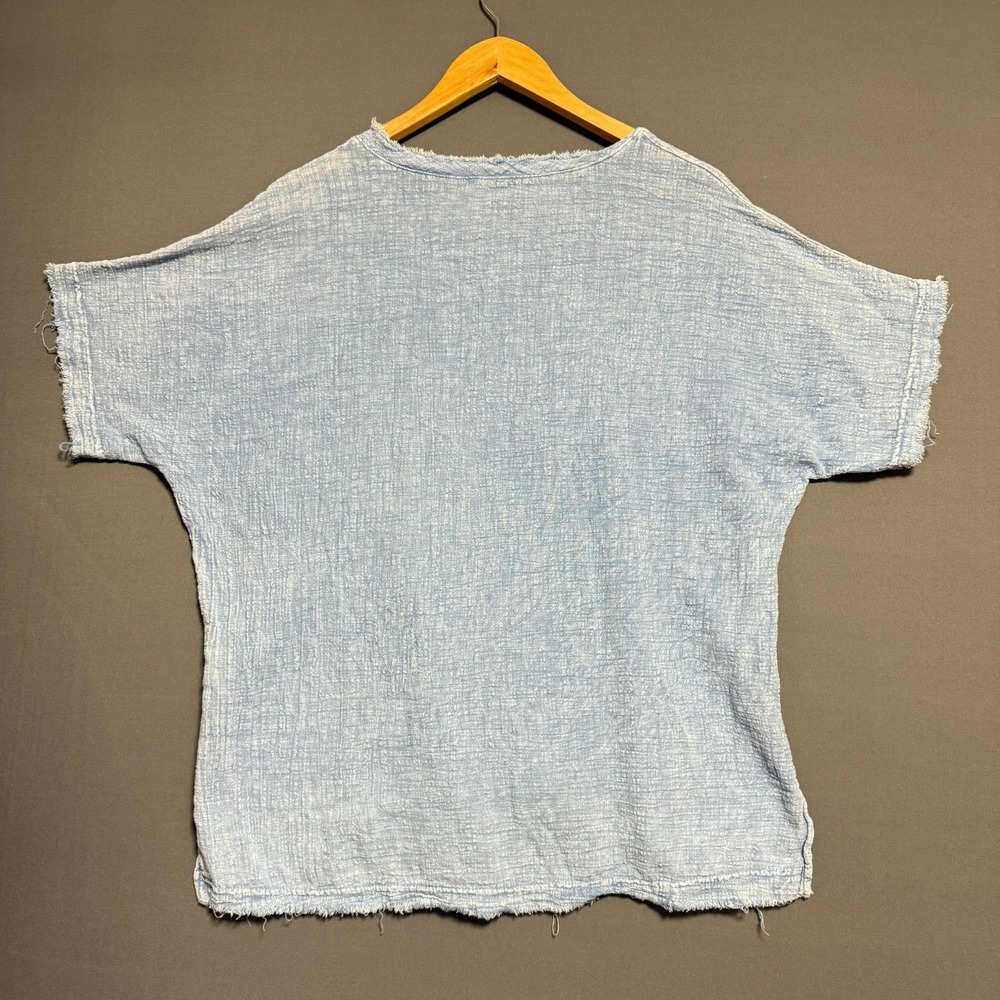 Light Blue Washed Short Sleeve Womens Top - Picture 9 of 10